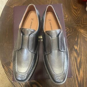Johnston & Murphy Metallic Gray Loafers